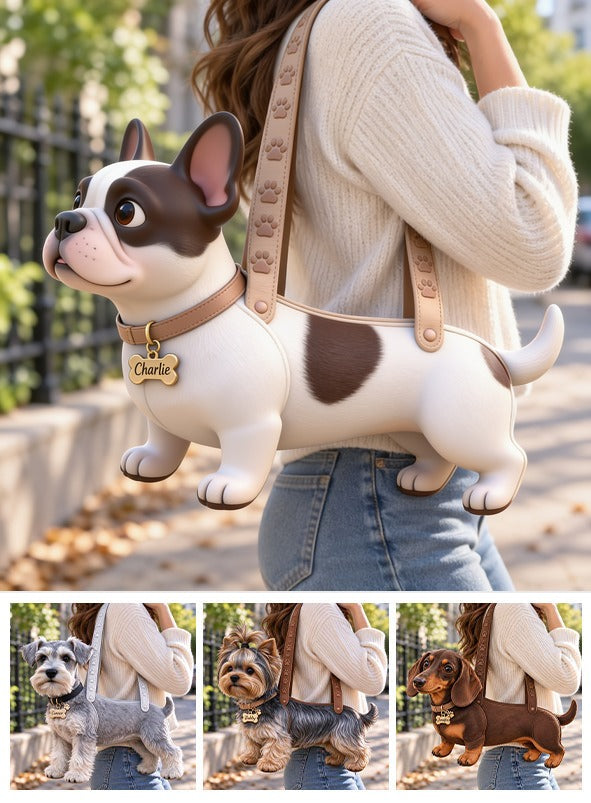 Personalized Black and White French Bulldog Shaped Tote Bag Pet Lover Gift