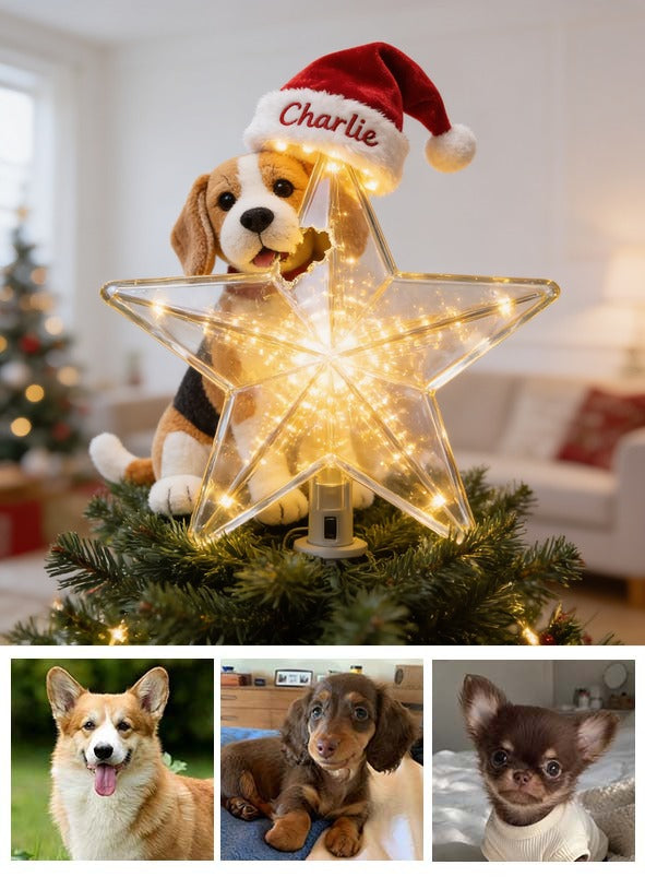 Personalized Christmas Tricolor Adult Beagle LED Light Tree Topper Dog Lover Gift