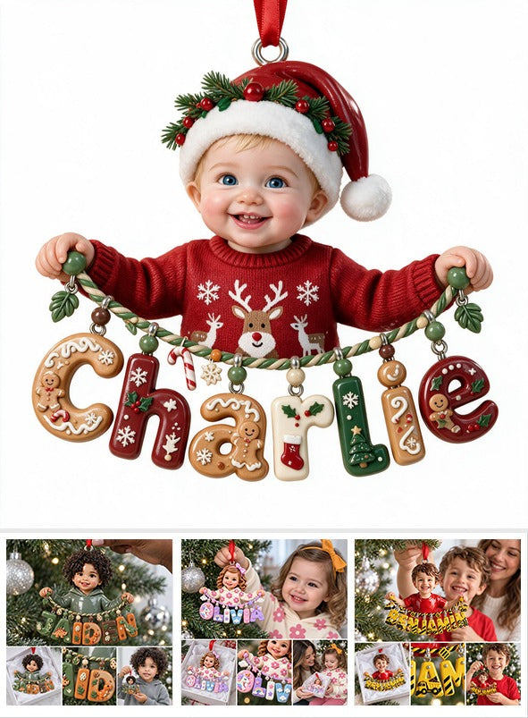 Personalized Christmas Baby Boy Custom Name Acrylic Ornament Gift