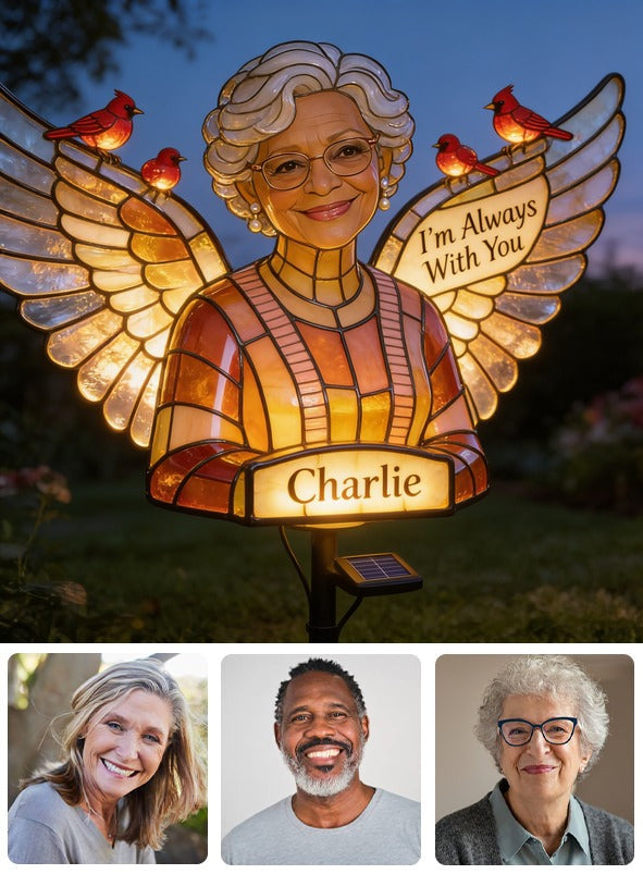 Personalized Older Black Woman Grandma Memorial Solar Garden Light Remembrance Gift