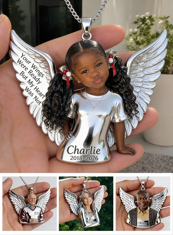 Personalized Black Little Girl Memorial Metal Pendant Necklace