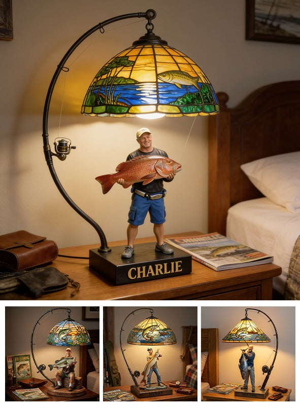 Personalized Middle-Aged Fisherman LED Night Light Fishing Lover Gift