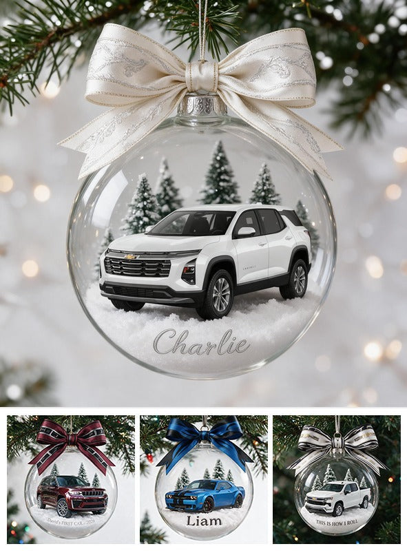 Personalized Christmas White Chevrolet Equinox SUV Snow Globe Ornament Car Lover Gift