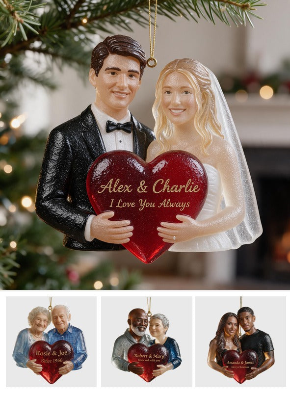 Personalized Wedding Couple Custom Shape Glass Ornament Keepsake