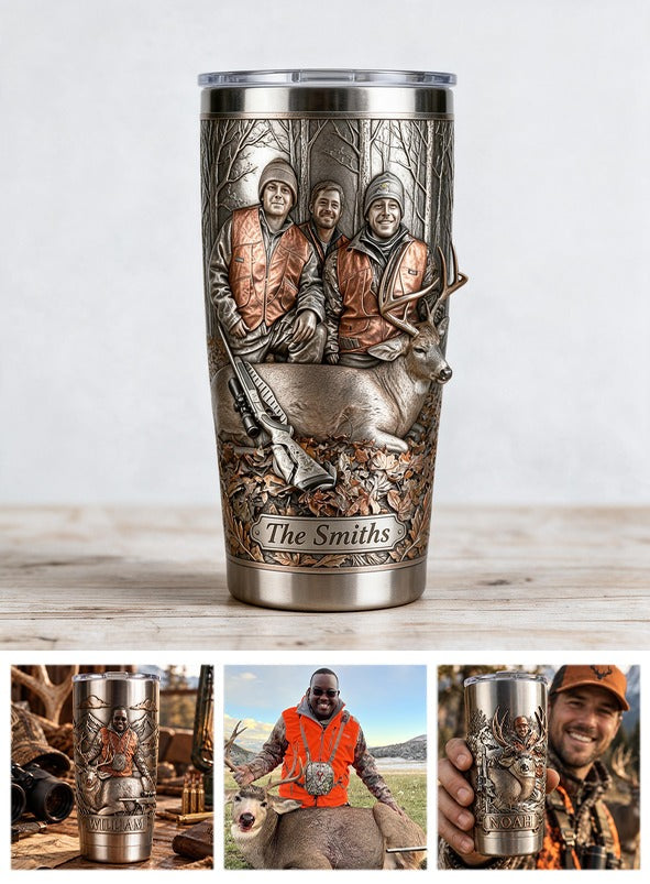 Personalized Custom Photo Hunting Group with Deer Tumbler Hunting Gift