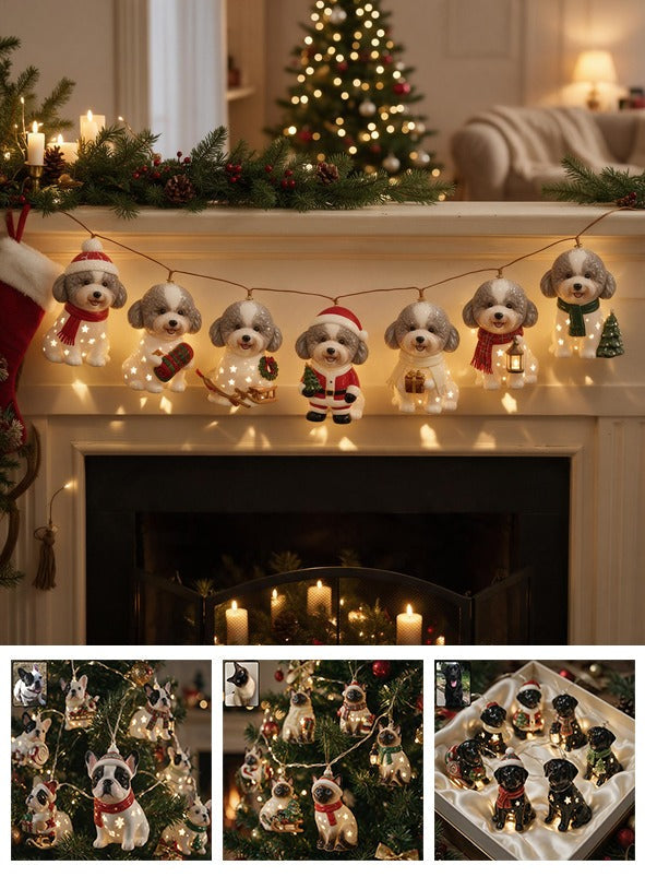 Personalized Custom Photo Christmas Poodle String Lights Festive Home Decor