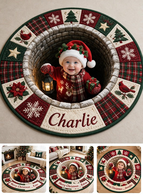 Personalized Christmas Baby Boy Non-Slip Tufted Rug Holiday Decor