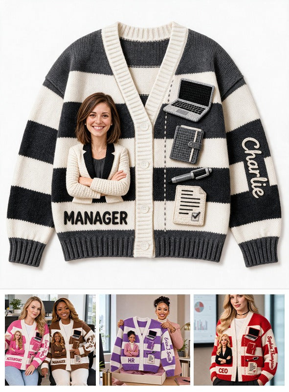 Personalized Female Office Manager Cardigan Sweater Work Colleague Gift