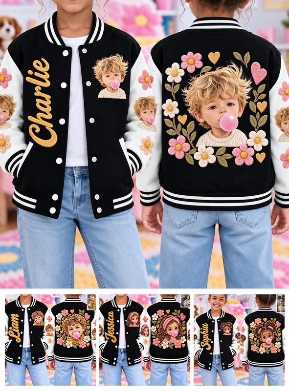 Personalized Little Boy Varsity Jacket Custom Kid Son Grandson Casual Gift