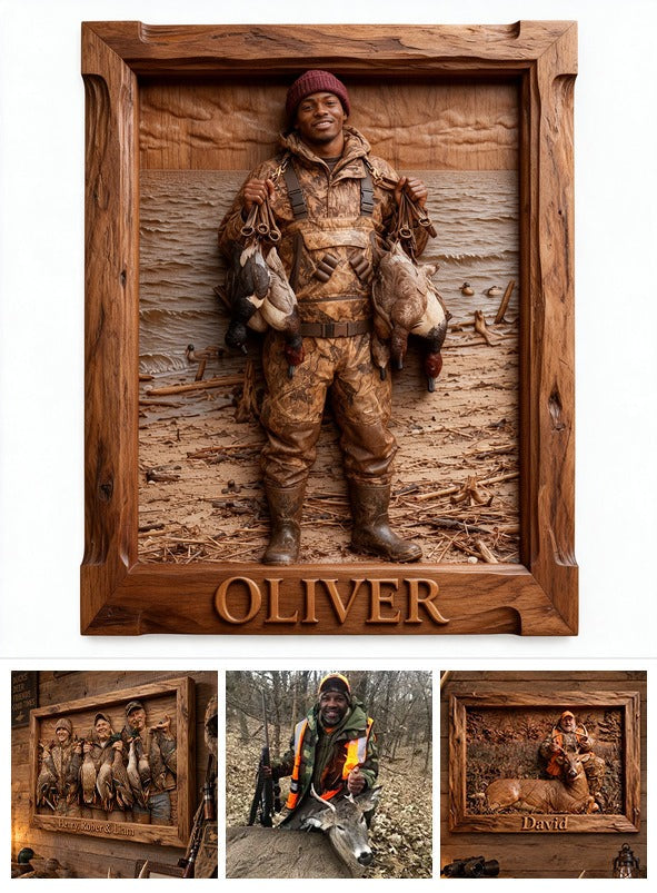 Personalized Custom Photo Black Duck Hunter Wood Sign Hunting Wall Decor Gift