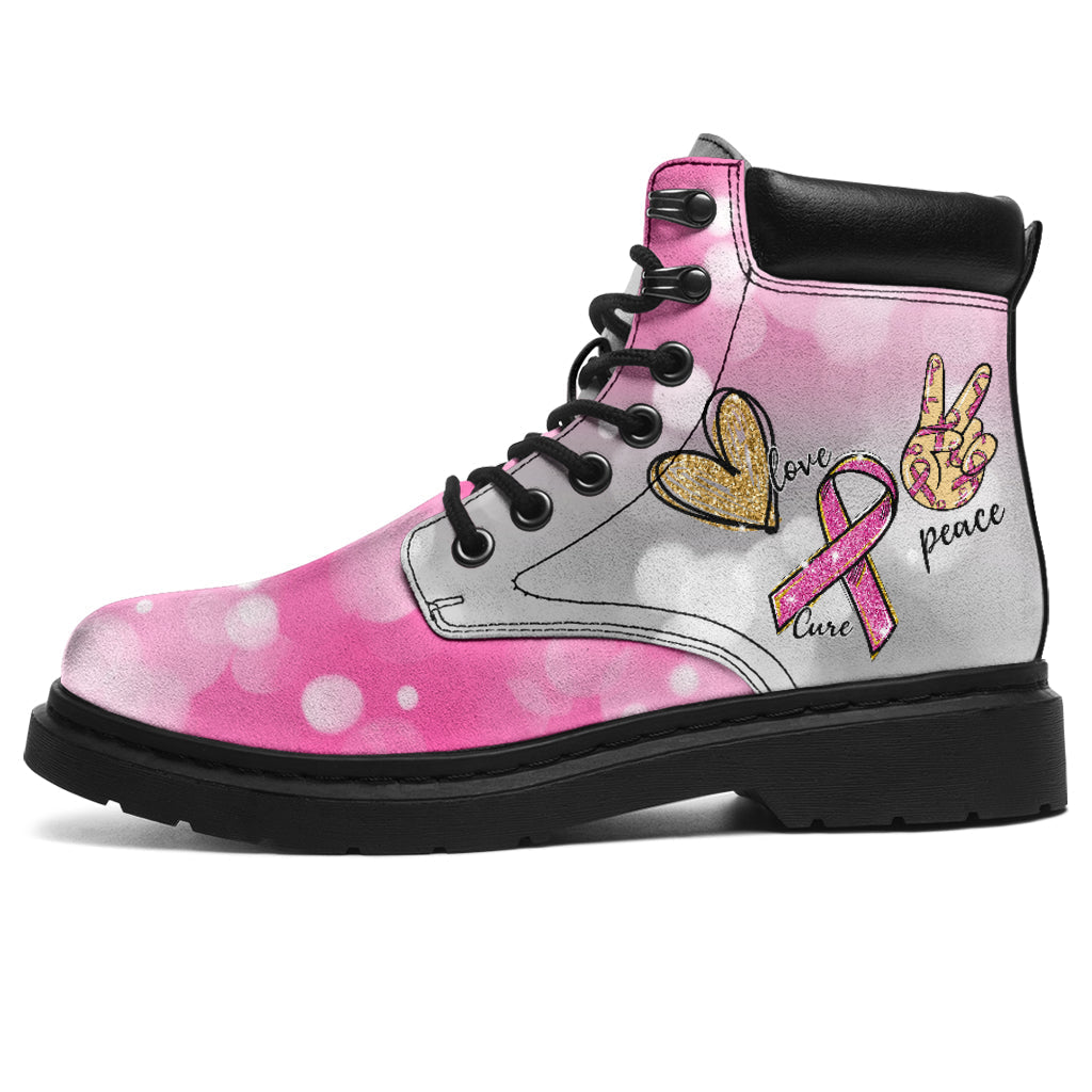 Peace Love Cure Breast Cancer Awareness All Season Boots 0622