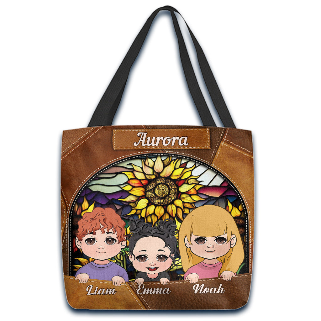 Du bist mein Sonnenschein Sonnenblumen-Buntglas - Personalisierte Mutter-Tragetasche