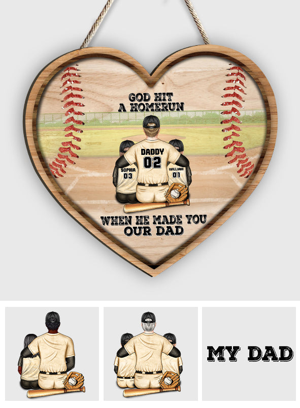 Gott hat einen Homerun geschlagen – Personalisiertes Baseball-Holzschild zum Vatertag