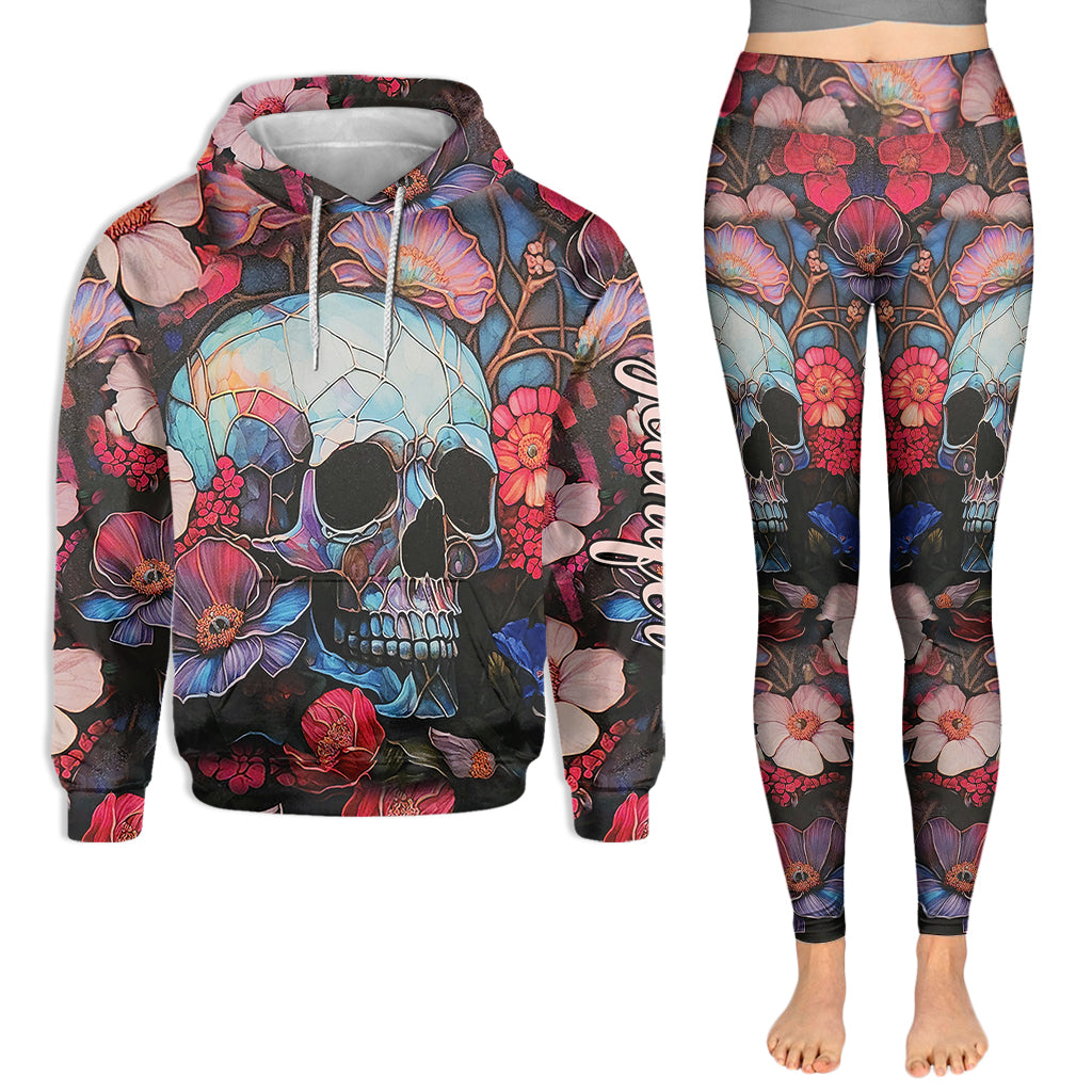 Blumenschädel – Personalisierter Totenkopf-Hoodie und Leggings
