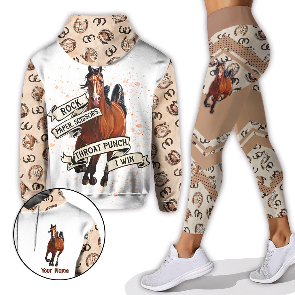 Schere, Stein, Papier – Personalisierter Pferde-Hoodie und Leggings