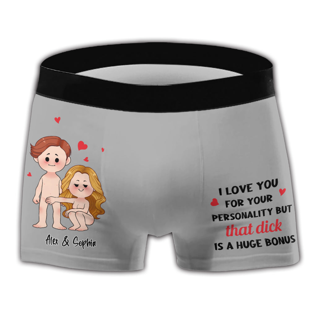 Ich liebe dich für deine Persönlichkeit – Personalisierte Boxershorts für Männerpaare