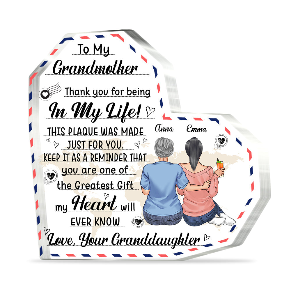 An meine Großmutter – Geschenk für Mama, Oma, Tante – Personalisierte Acrylplakette in individueller Form