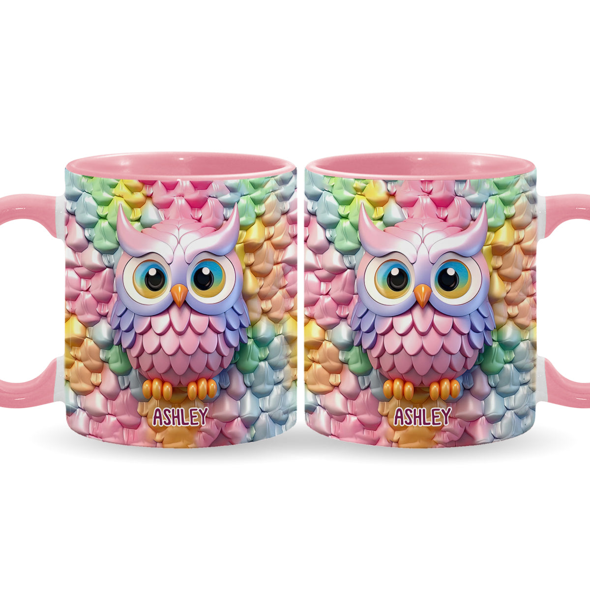 Bunte Eule – Personalisierte Tasse mit Eulenmotiv