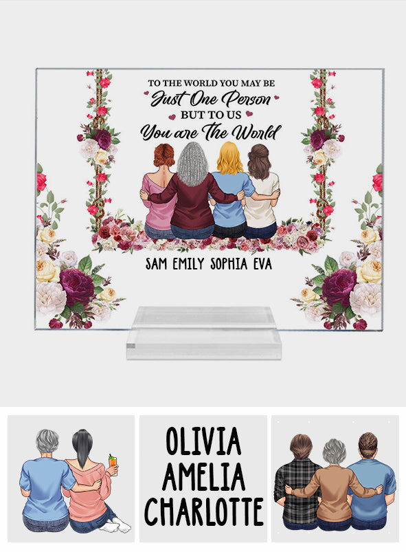 Mutter, du bist unsere Welt – Personalisierte transparente Acrylplakette zum Muttertag