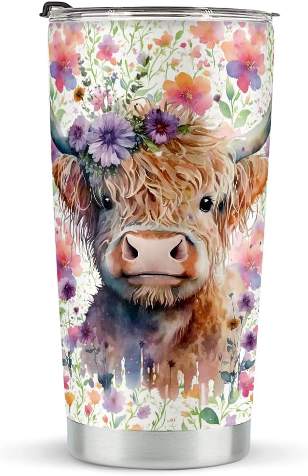 Floral Highland Cow Highland Cow Becher 0624