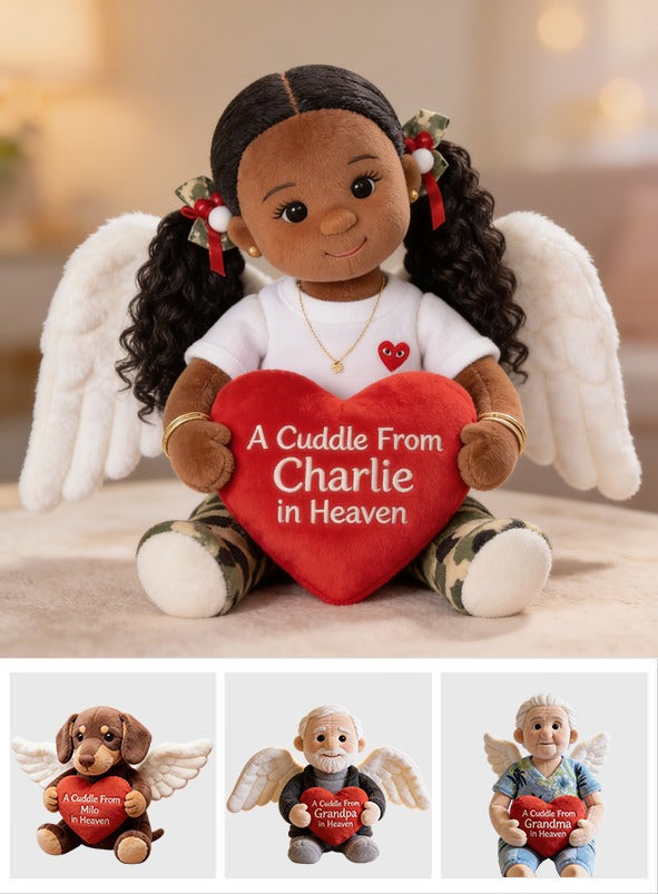 Personalized Black Little Girl Memorial Shaped Pillow Loss of Loved One Gift