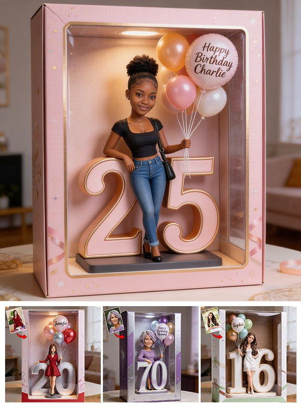 Personalized 25th Birthday Black Woman Acrylic Display Box Keepsake Gift