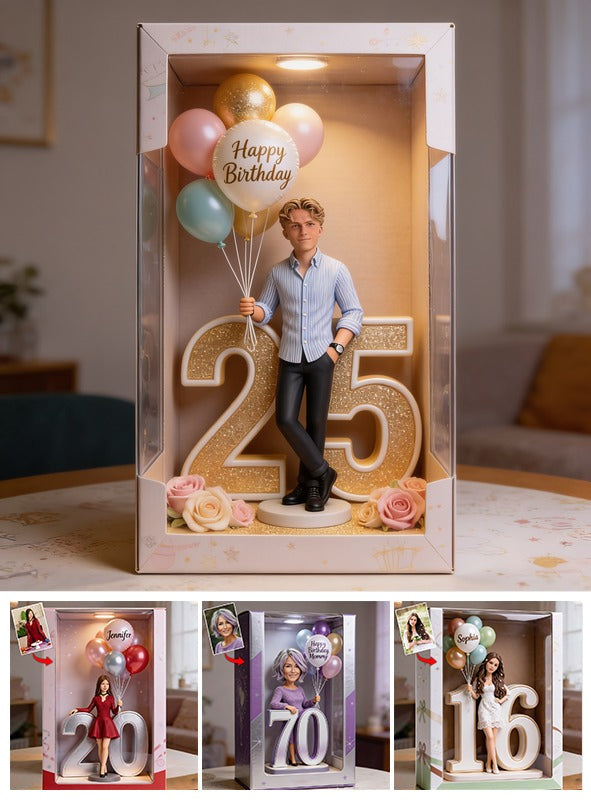 Personalized 25th Birthday Man Acrylic Display Box, Keepsake Gift for Him