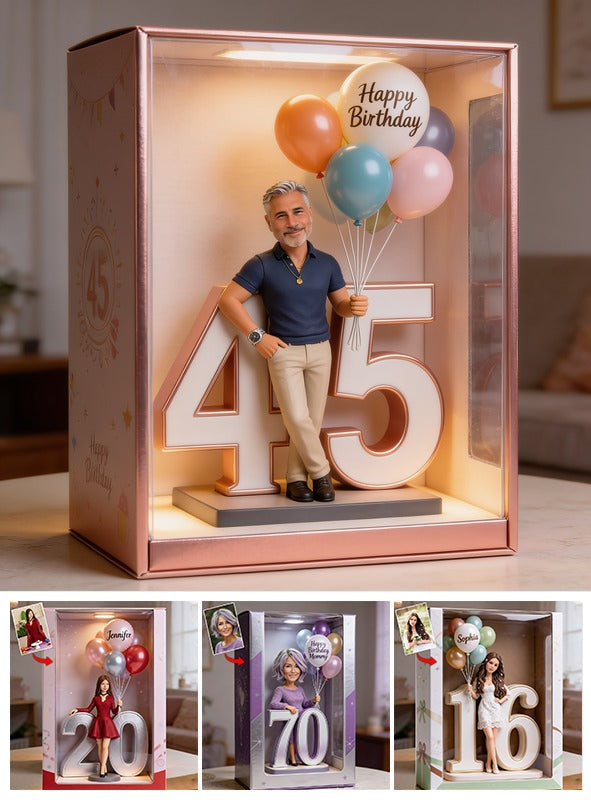 Personalized 45th Birthday Middle-Aged Man Acrylic Display Box Keepsake Gift