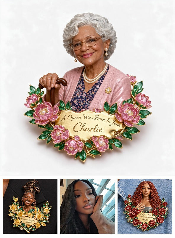 Personalized 70th Birthday Older Black Woman 3D Embossed Enamel Pin Gift