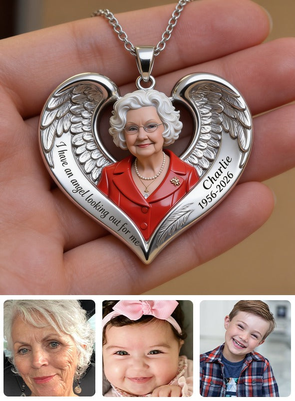 Personalized Older Woman Grandma Memorial Heart Pendant Necklace