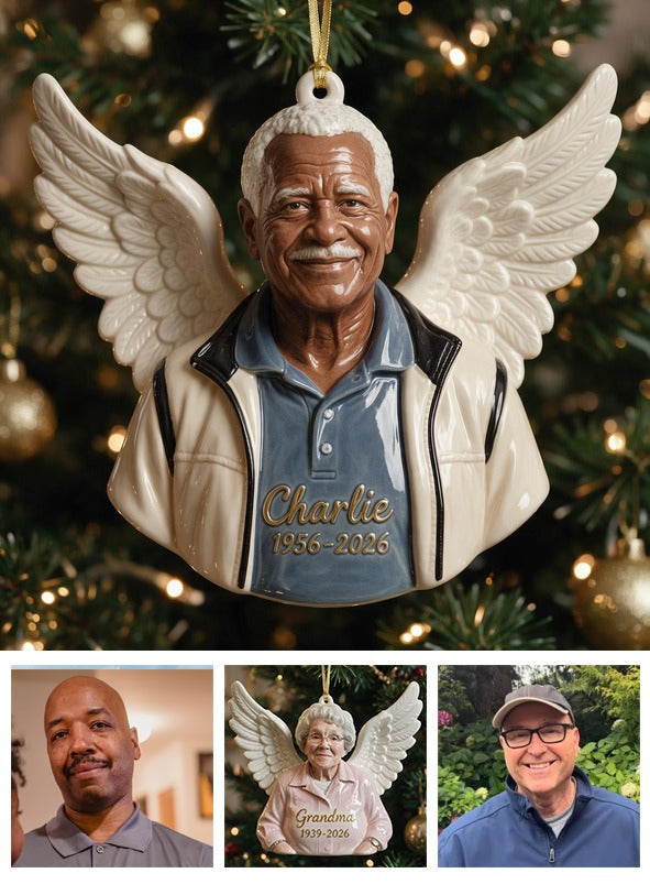 Personalized Christmas Older Black Man Grandpa 3D Memorial Ornament Keepsake