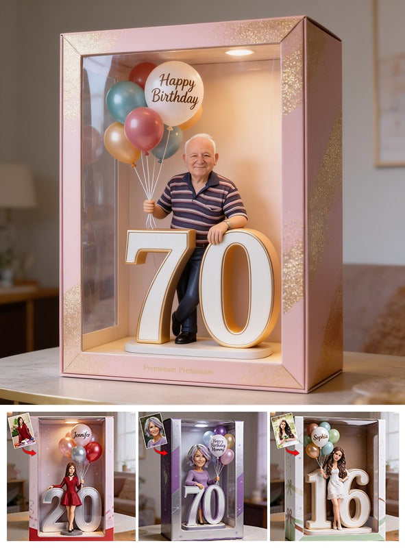 Personalized 70th Birthday Older Man Acrylic Display Box Dad Grandpa Keepsake Gift