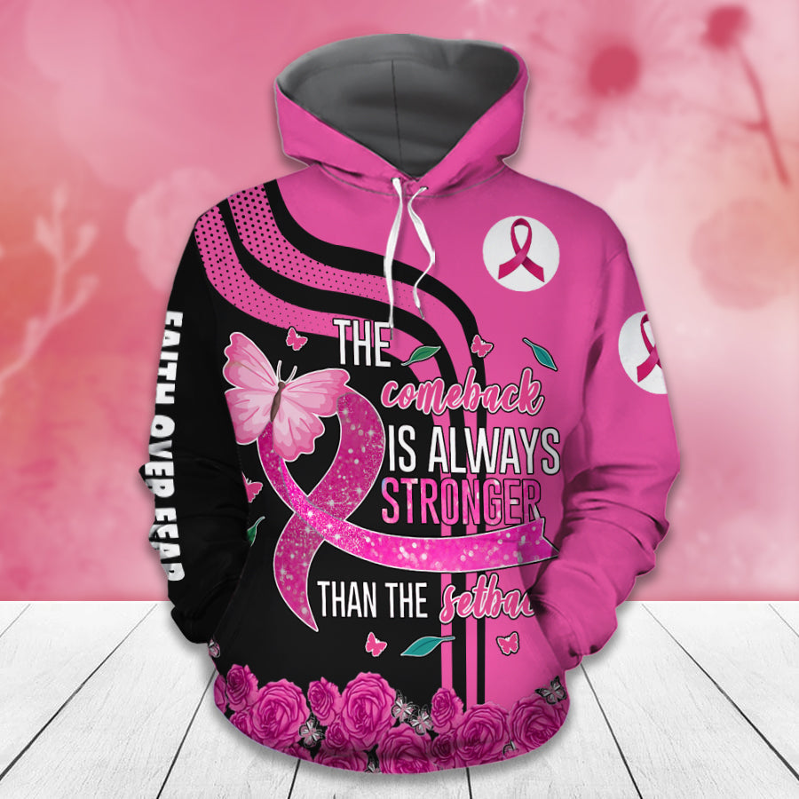 Das Comeback ist immer stärker – T-Shirt und Hoodie zur Sensibilisierung für Brustkrebs 0822