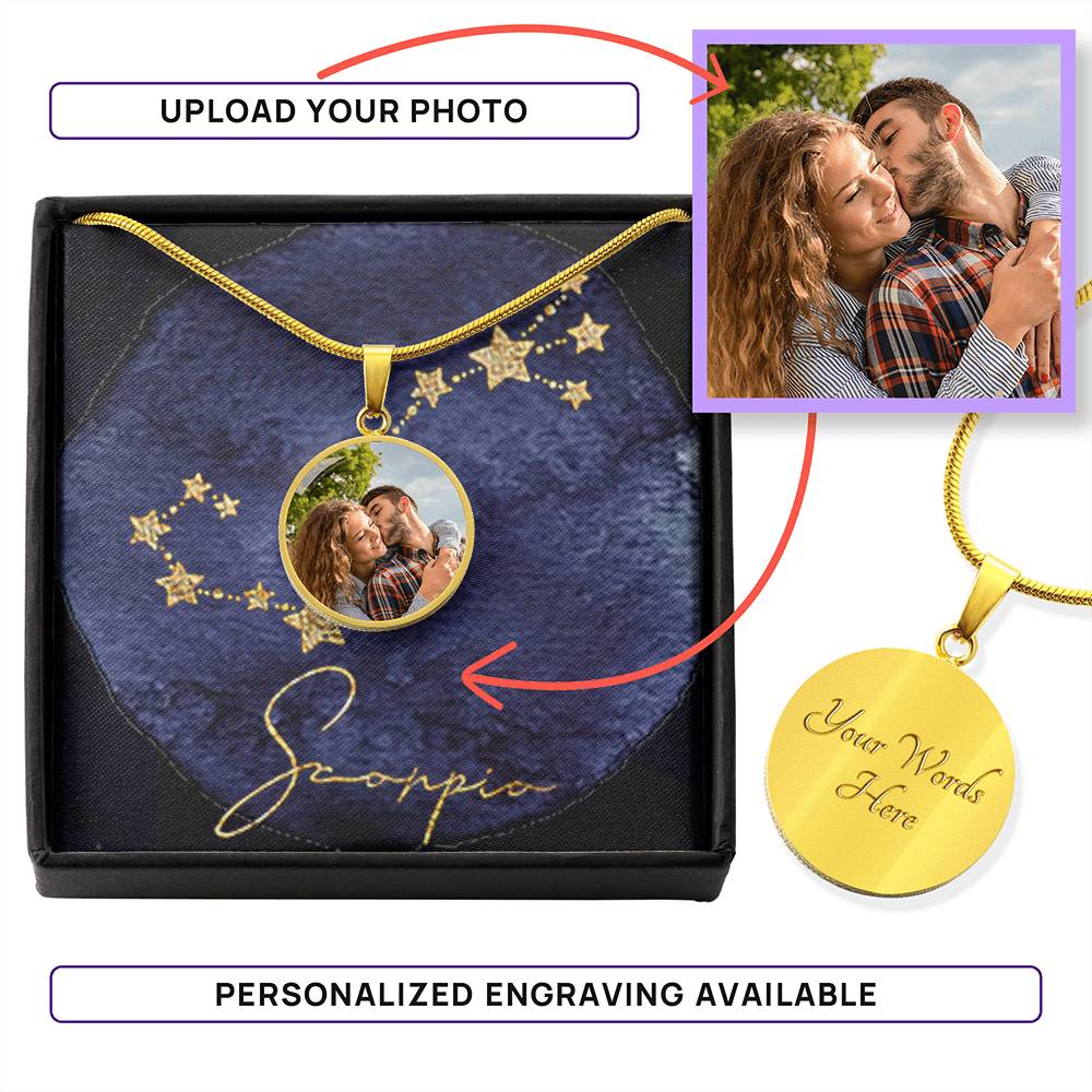 Sternzeichen-Halskette – Personalisierte runde Horoskop-Anhänger-Halskette – hrs5026