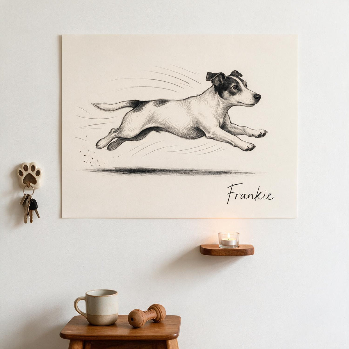 Personalized Zoomies Dog Vintage Sketch Poster - Custom Pet Name Wall Art Gift For Dog Lovers