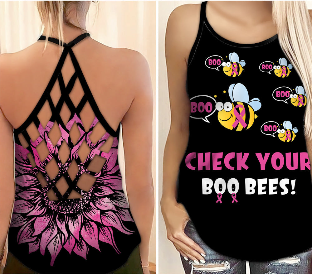 Check Your Boo Bees – Tanktop mit Kreuz zur Sensibilisierung für Brustkrebs 0722