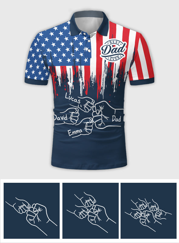 „Bester Papa aller Zeiten“-Faust – personalisiertes Poloshirt für Väter