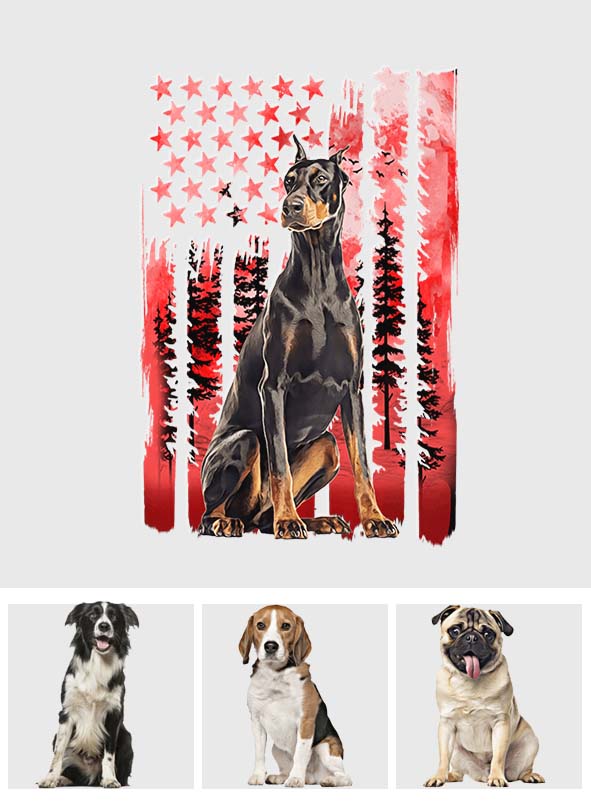 Red Flag Independence Day - Personalized Dog Decal Full