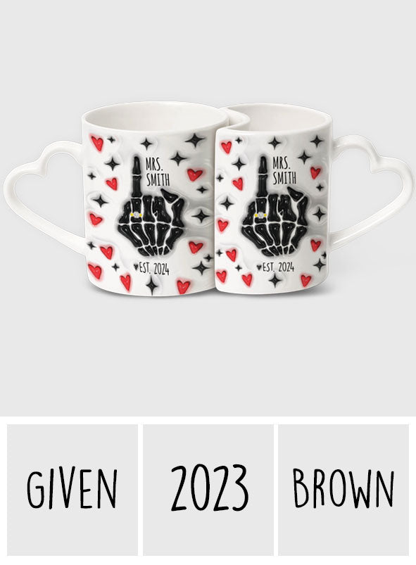 Witziger Jahrestag – Personalisierte Tasse mit passendem Herzgriff für Ehemann und Ehefrau