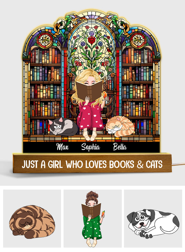Just A Girl Who Loves Books & Pets - Personalized Book Shaped Led Night Light