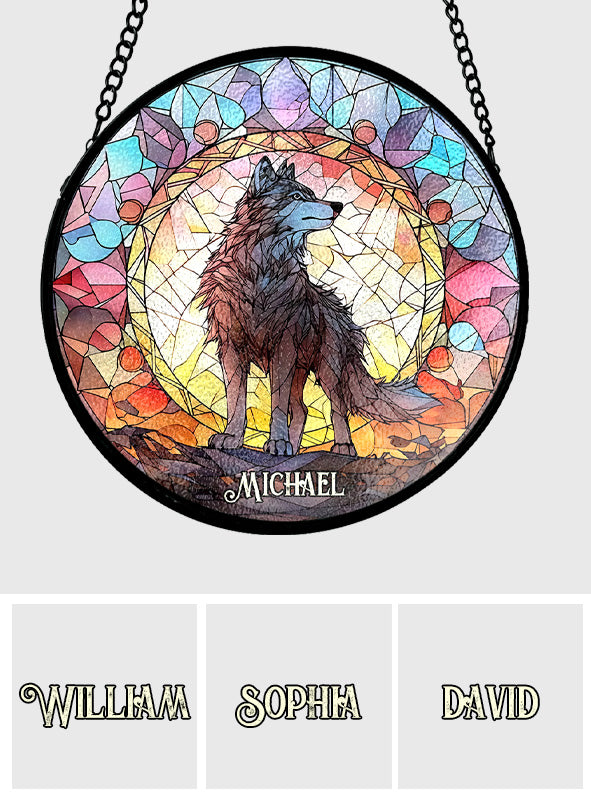 Wilder Geist – Personalisierter Wolf-Glas-Sonnenfänger