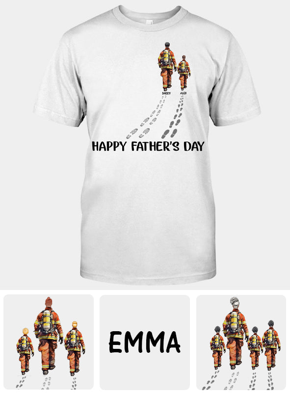 Alles Gute zum Vatertag, Feuerwehrmann-Papa! – Personalisiertes Feuerwehr-T-Shirt und Hoodie