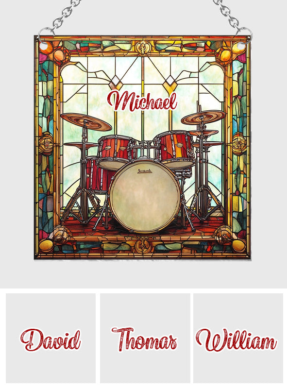Love Drums - Personalized Drummer Window Hanging Suncatcher Ornament