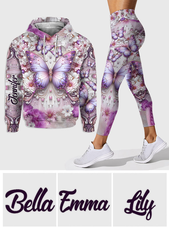 Purple Butterflies - Personalized Butterfly Hoodie and Leggings