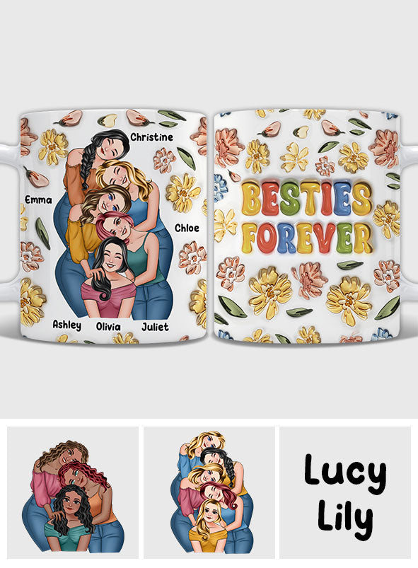 Besties Forever Floral Style - Personalized Bestie Mug