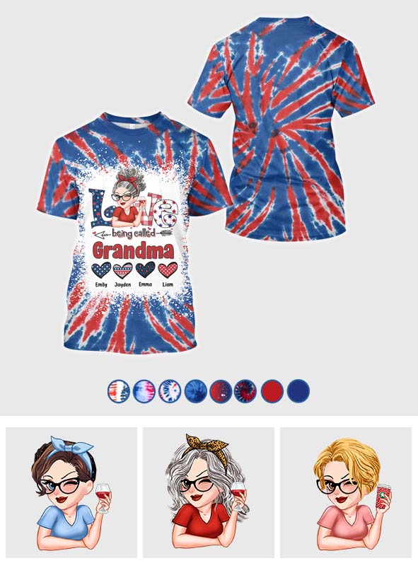 Ich liebe es, Oma genannt zu werden – Unabhängigkeitstag – Personalisiertes Oma-Shirt