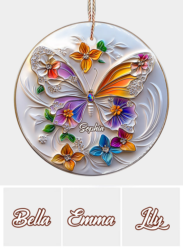 Stunning Butterfly - Personalized Butterfly Ceramic Circle Ornament