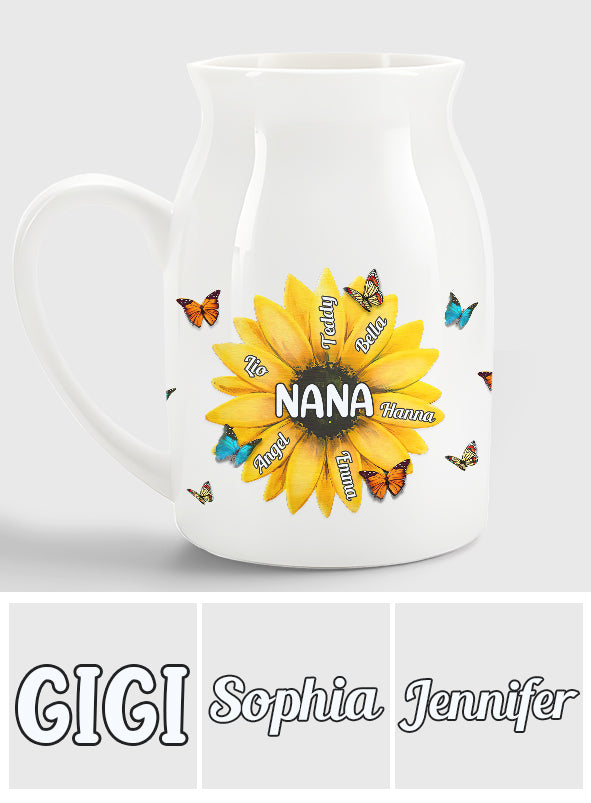 Nana Gigi Mama Sunflower - Personalized Grandma Ceramic Flower Vase