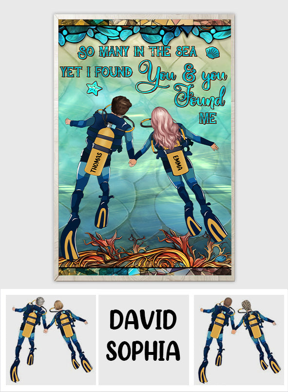 Du und ich und das Meer – Personalisierte Taucher-Leinwand und Poster