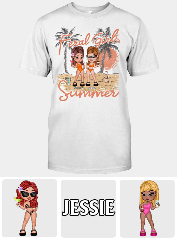Feral Girls Sommer – Personalisiertes Bestie-T-Shirt und Hoodie